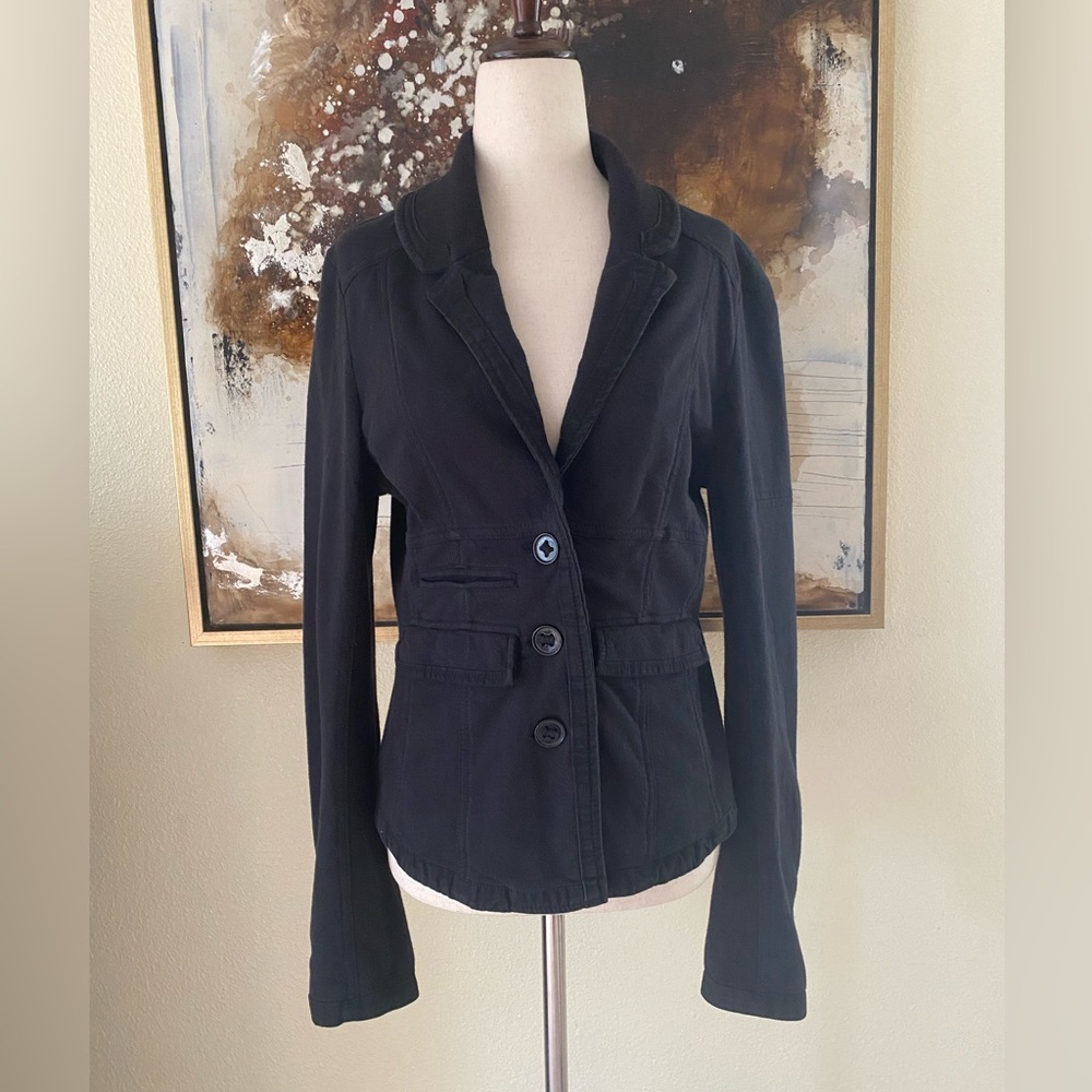 Free People vintage blazer style sweater jacket navy size M ~